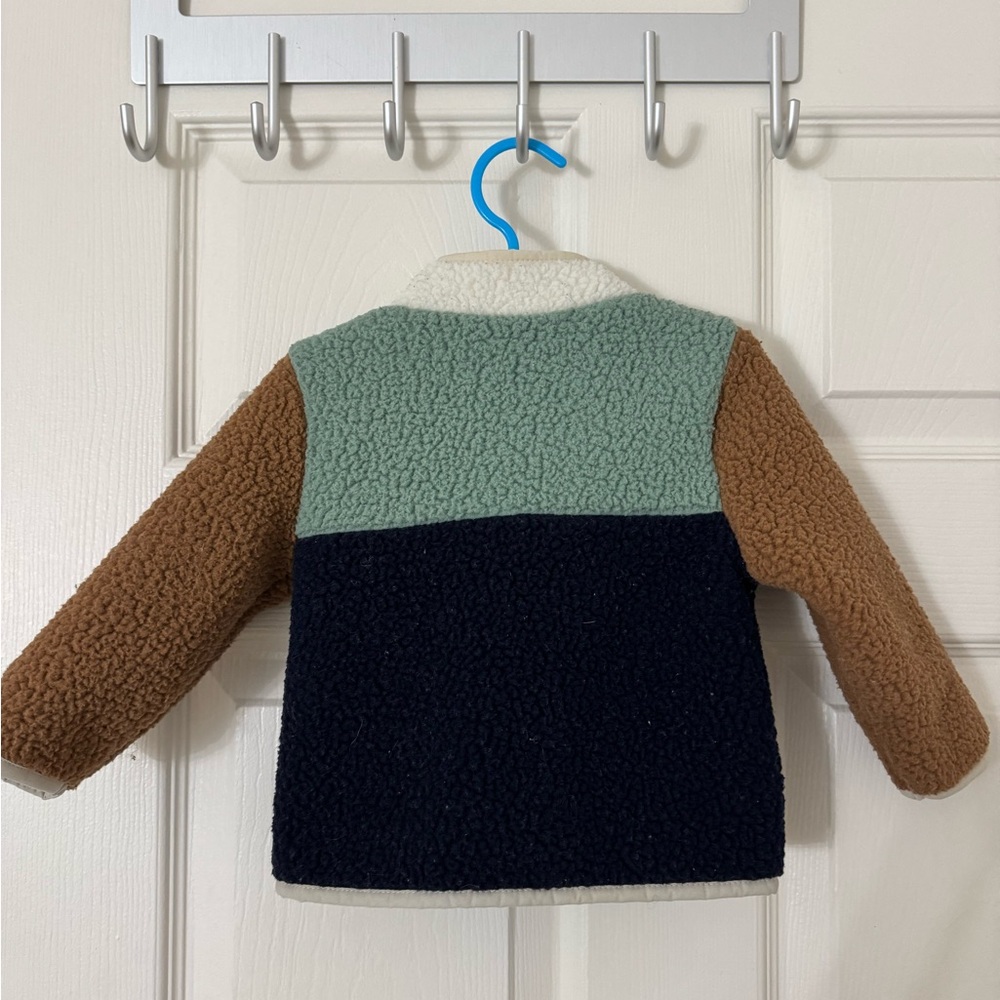 Old Navy Kids Sherpa Colorblock Jacket - Brown, Green, Navy - Picture 5 of 5
